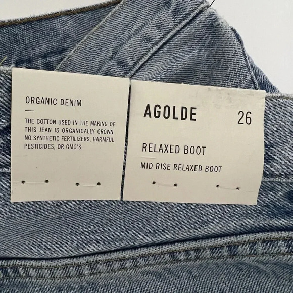 AGOLDE Mid Rise Relaxed Boot Cut Jeans in Curio Light Denim Organic Cotton 26 - Picture 9 of 14